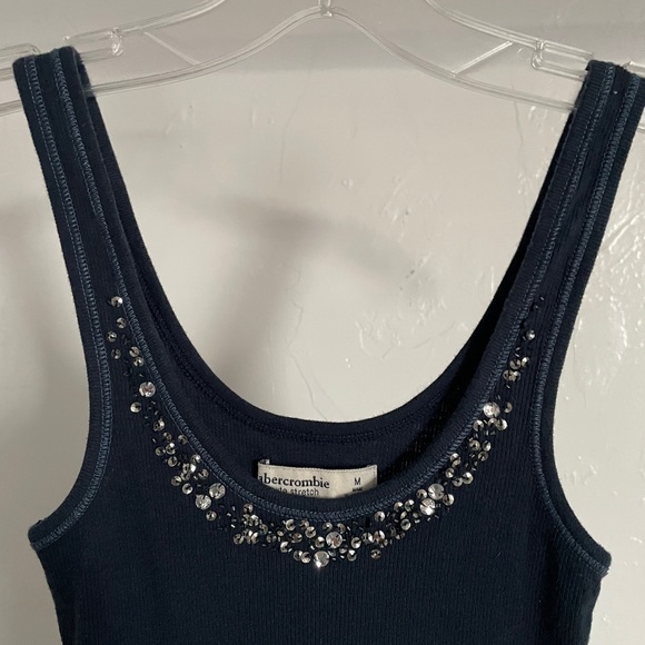 ABERCROMBIE Kids VINTAGE Y2K A&F Cute Stretch BEADED TANK TOP Size Medium - Picture 7 of 9